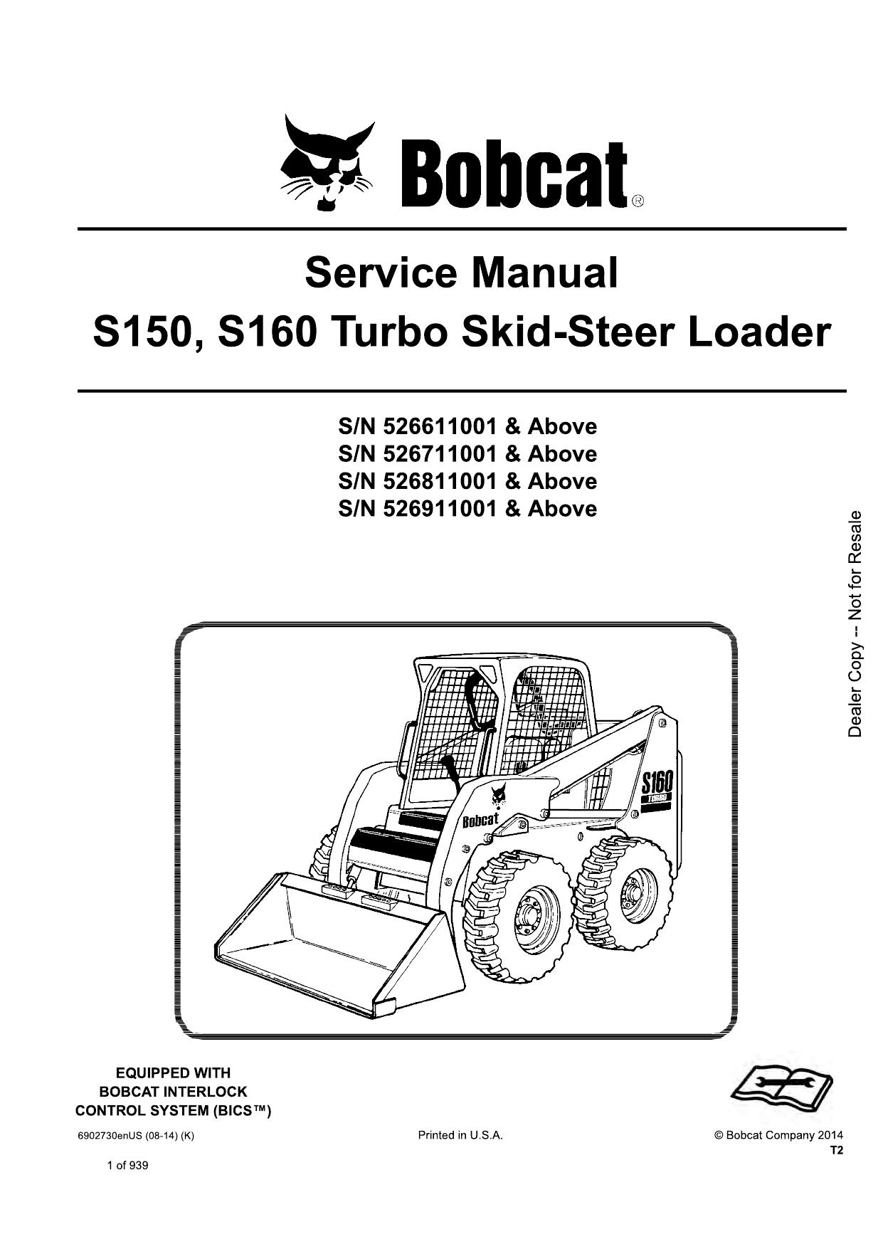 S150, S160 Turbo Skid-Steer Loader Service Manual Bobcat